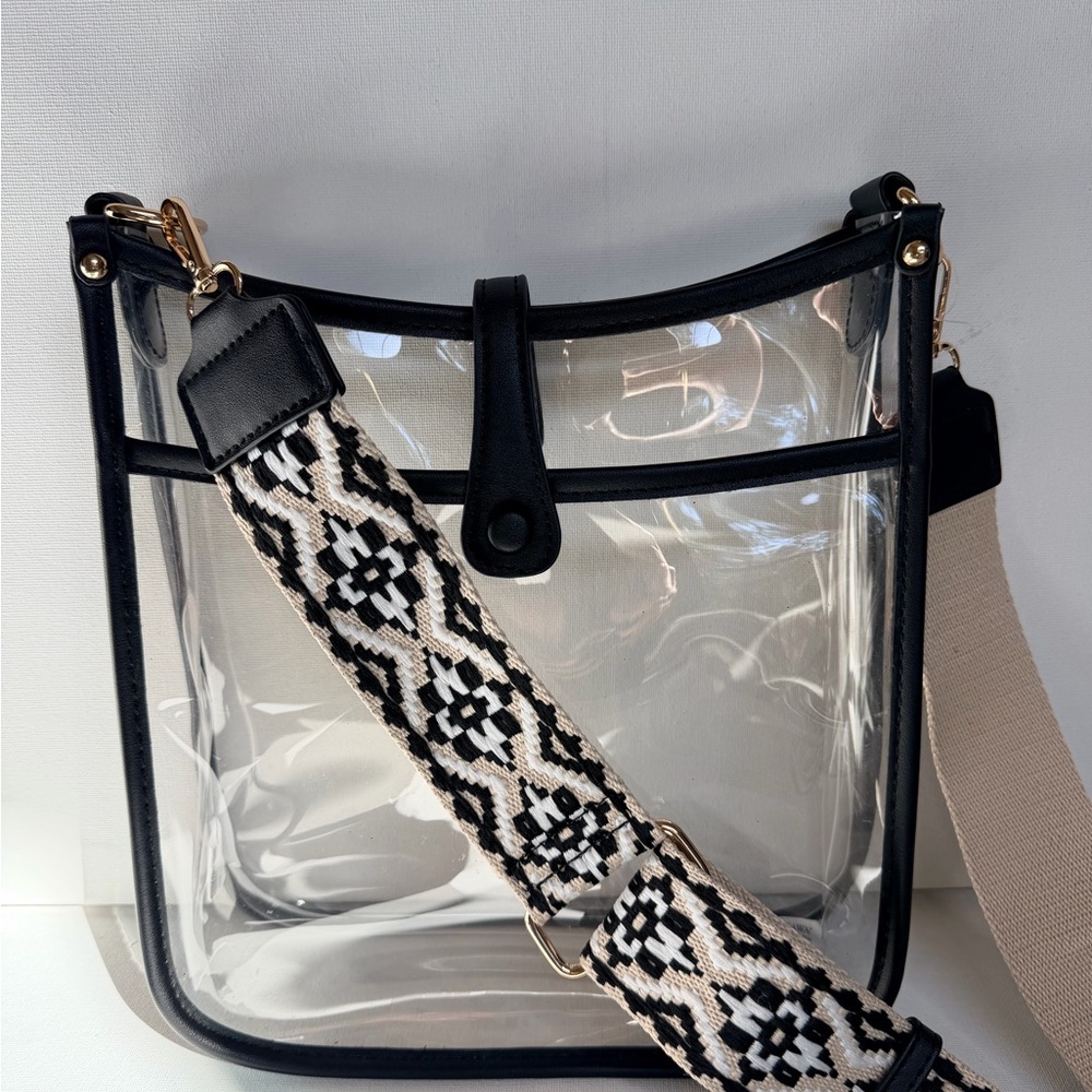 Clear Black Trim Crossbody Bag
